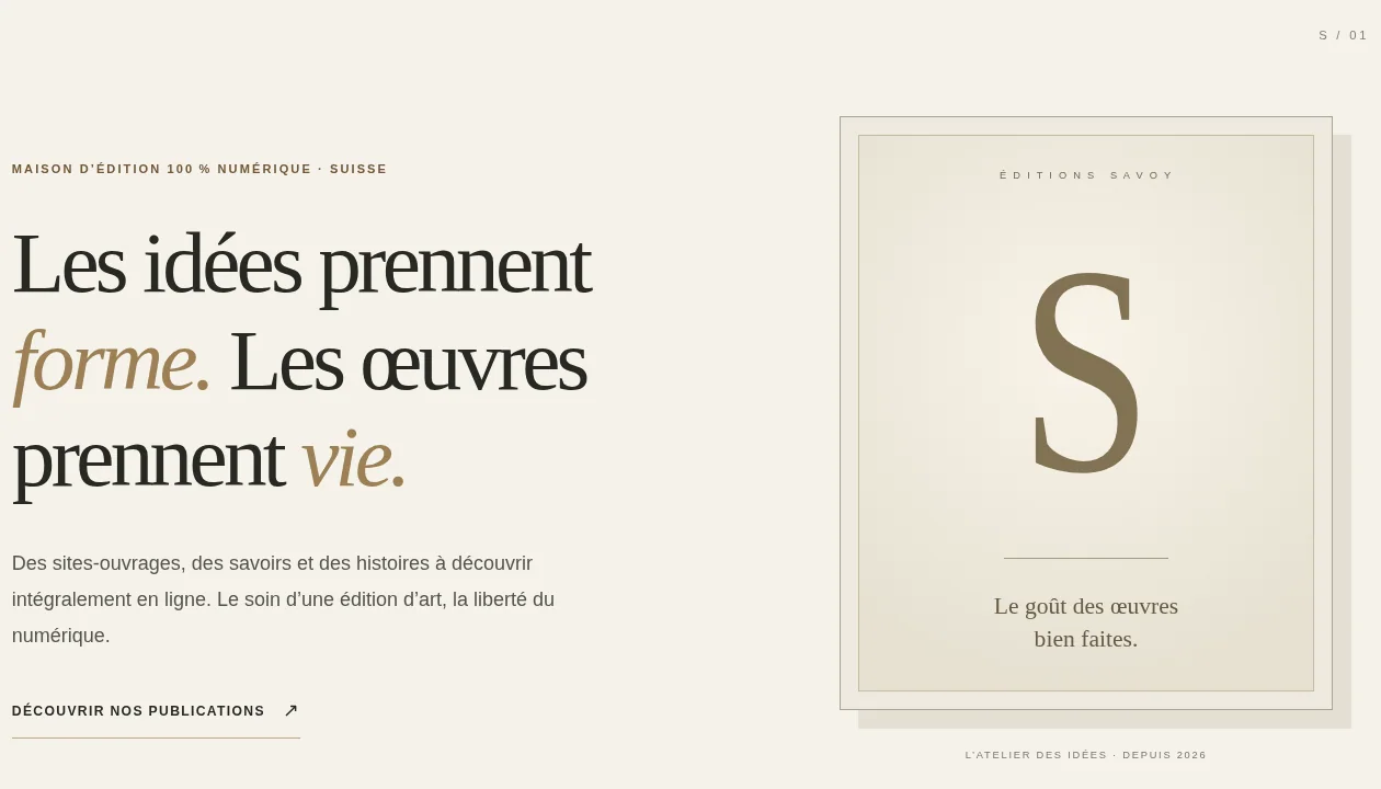 Identité des Éditions Savoy : les idées prennent forme, les œuvres prennent vie