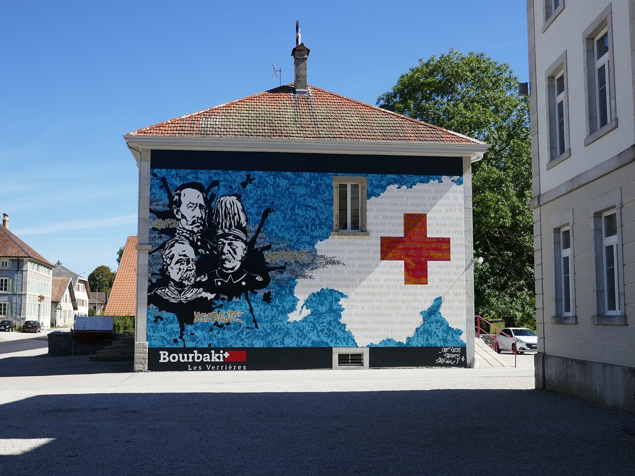 Fresque commémorative des Bourbaki aux Verrières.