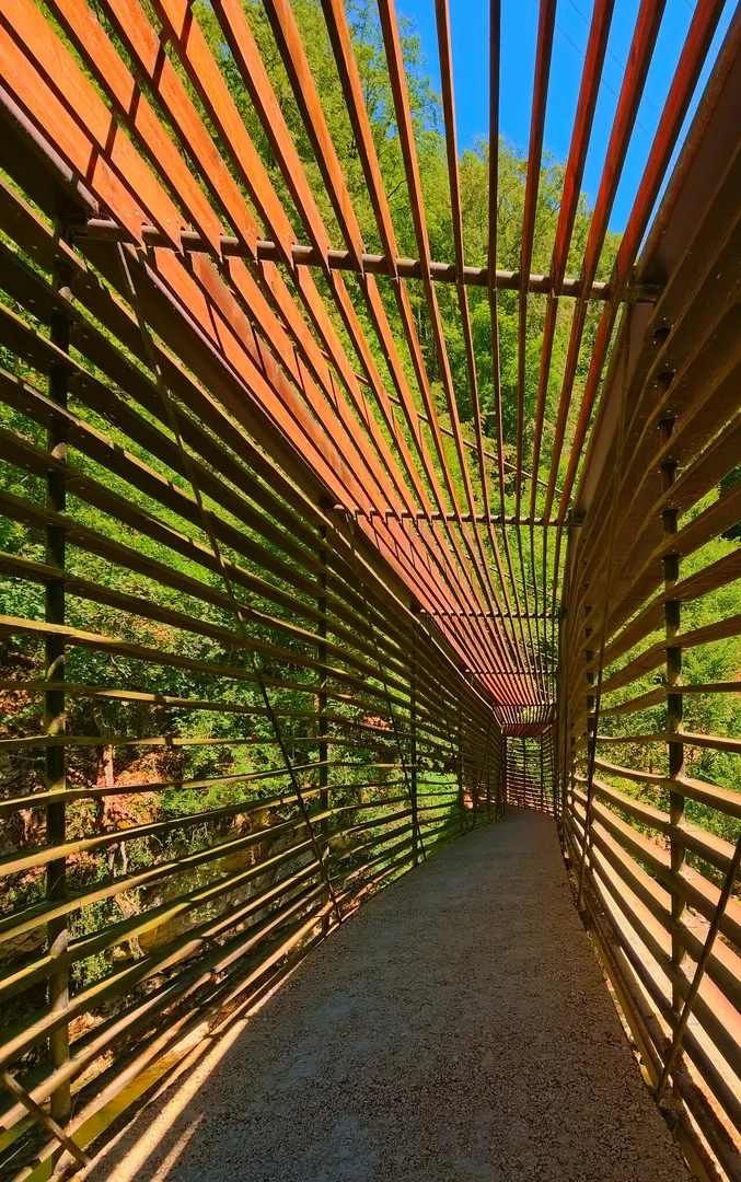 Une passerelle au-dessus des gorges de l’Areuse.